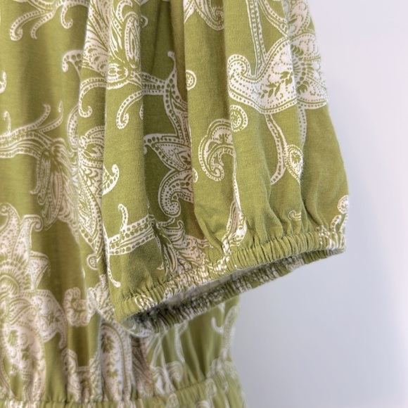 Anthropologie Daily Practice Green Floral Paisley Puff Sleeve Mini Dress. Medium - Picture 16 of 16